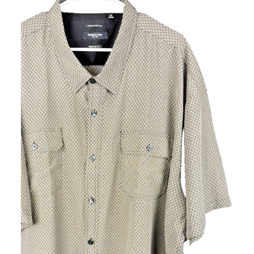 Kenneth Cole New York Shirt 5X Regular Fit Geometric Diamond‎ Print Grey SS